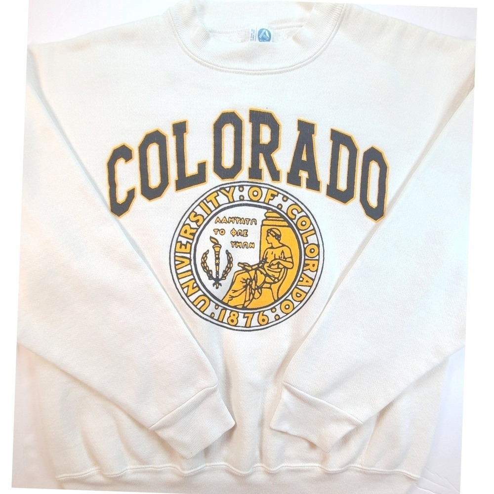 Artex University of Colorado CU Crewneck Sweatshirt Cream M Vintage (late 80s)